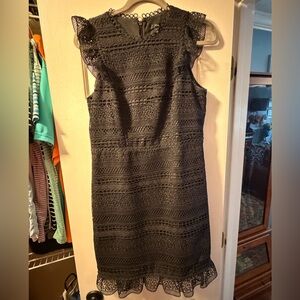 J. Crew Black Lace Midi Dress